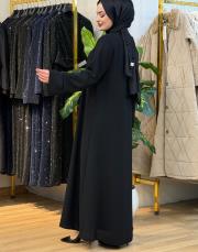 8242 taşlı abaya tek siyah 3
