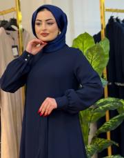 1209 düz kol manşet elbise lacivert 2