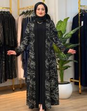 8279 kaftan organze abaya siyah
