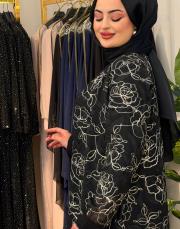 8279 kaftan organze abaya siyah 2