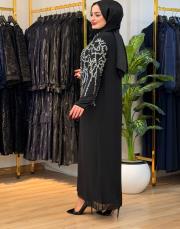 7531 ikili abaya gümüş taş siyah 3