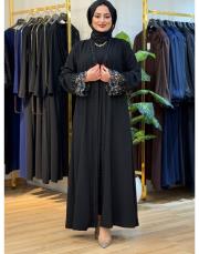 8270 afra kol şerit abaya tek üst mavi