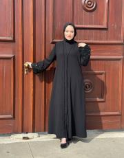 noora abaya kol dantel 8854 siyah