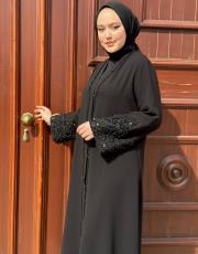 noora abaya kol dantel 8854 siyah 2