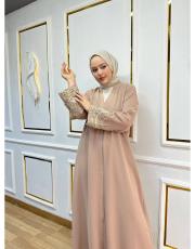 noora abaya kol dantel 8854 vizon 2