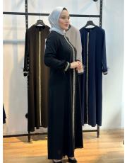 düz patı taşlı kol otriş ferace 8868 siyah