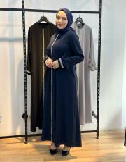 düz patı taşlı kol otriş ferace 8868 lacivert