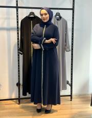 düz patı taşlı kol otriş ferace 8868 lacivert 2