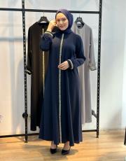 düz patı taşlı kol otriş ferace 8868 lacivert 3