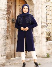 taş işlemeli hırka 32070 lacivert