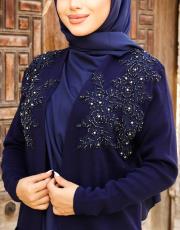 taş işlemeli hırka 32070 lacivert 2