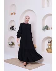 çift balon kol ferace 32087 siyah