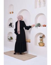 çift balon kol ferace 32087 siyah 2