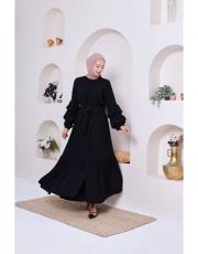 çift balon kol ferace 32087 siyah 3