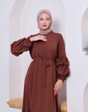 çift balon kol ferace 32087 kahve 2