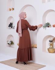 çift balon kol ferace 32087 kahve 3