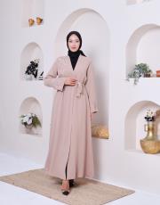 göğüs kol dantel taş işlemeli abaya 32101 vizon