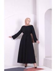 boydan şerit taşlı abaya 32174 siyah