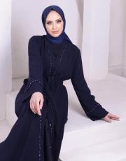 boydan şerit taşlı abaya 32174 laci 2