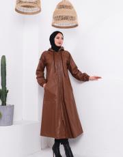 deri yağmurluk 8890 kahve