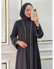 özel tasarım dikme taşlı abaya siyah 2