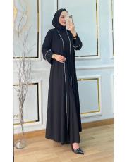 özel tasarım dikme taşlı abaya siyah 3