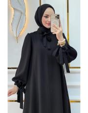 bağcıklı cepli ferace 33302 siyah 2