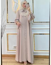 bağcıklı cepli ferace 33302 bej