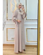 bağcıklı cepli ferace 33302 bej 3