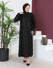 zara saçaklı elbise siyah