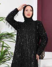 zara saçaklı elbise siyah 2