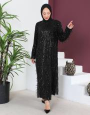 zara saçaklı elbise siyah 3