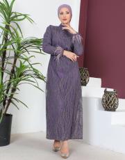 ahsen simli dantel elbise 20234004 lila