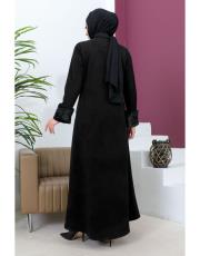 patı ve kolu kürklü ferace 20234009 siyah 3