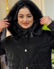 kürklü kapitone mont 20234011 siyah 4