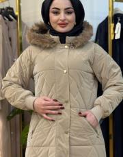 kürklü kapitone mont 20234011 bej