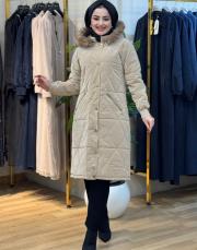 kürklü kapitone mont 20234011 bej 2