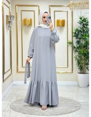 düz basic elbise gri