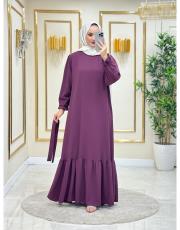 düz basic elbise mürdüm