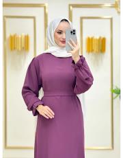 düz basic elbise mürdüm 2