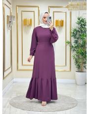 düz basic elbise mürdüm 3